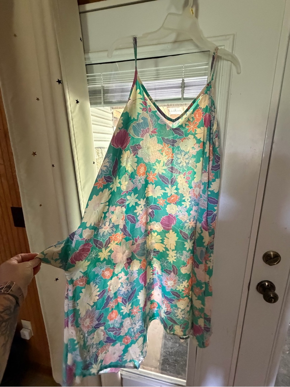 Floral Slip Mini Dress in Teal and Pink